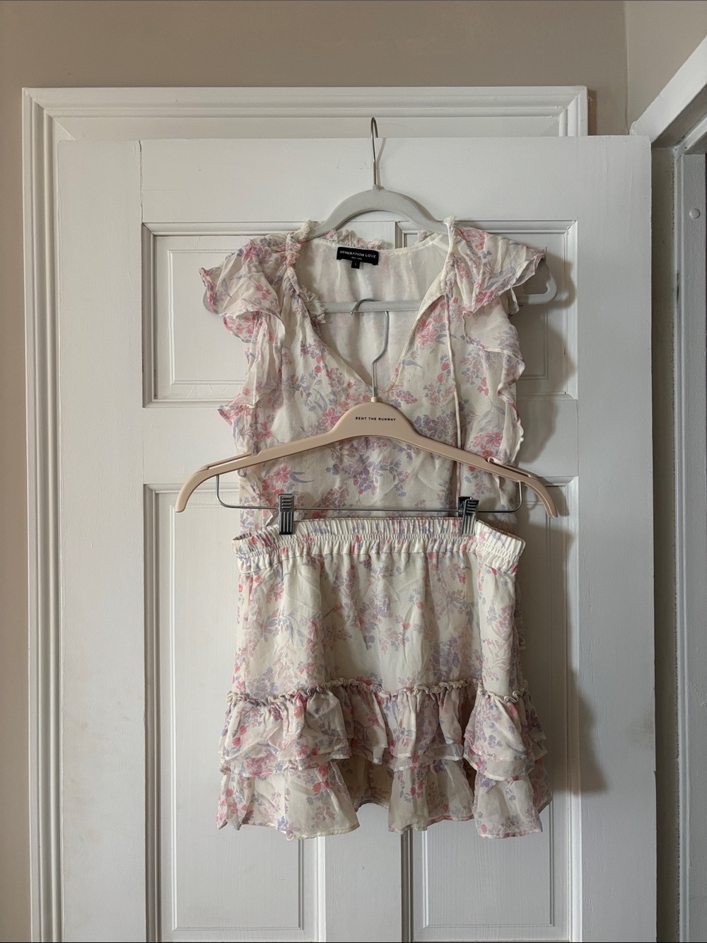 Generation Love Cream Floral Ruffle Mini Dress Set